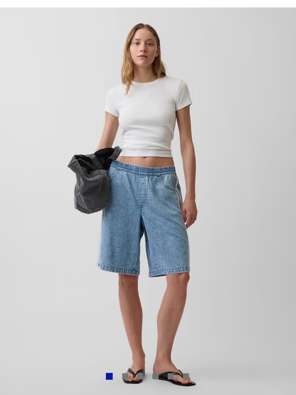 Gap Shorts - 11" Mid Rise UltraSoft Easy Stripe Longline Denim Shorts/Jorts NWT